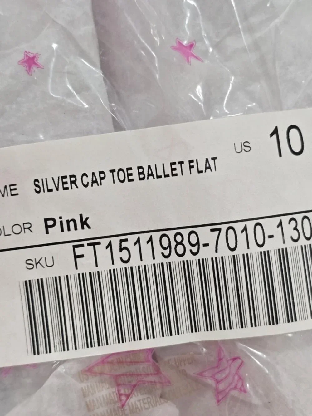 FabKids ✦ Pink & Silver Ballet Flats ✦ Cap Toe Perforated Upper Strap 10 NWT